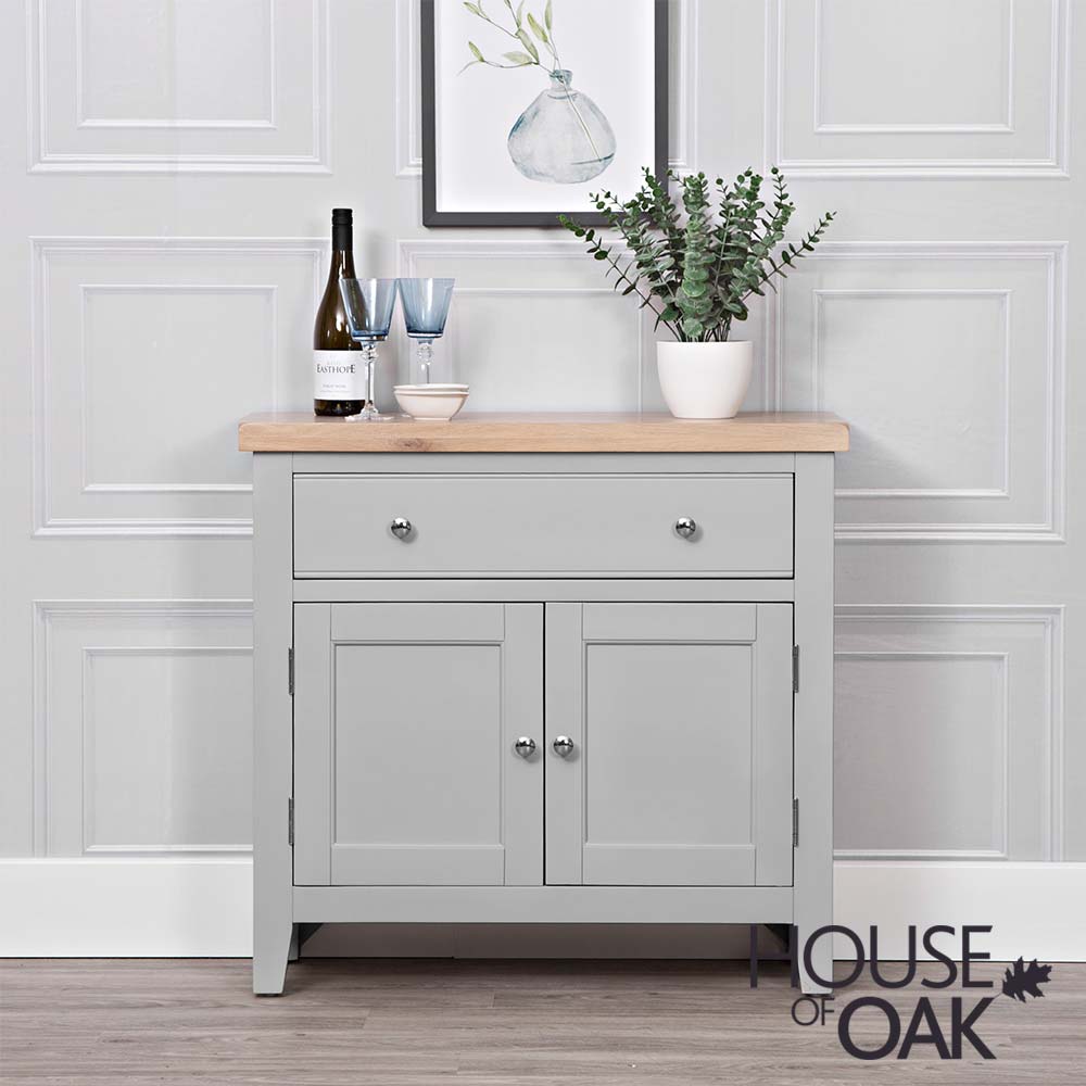Roma Oak Small Sideboard in Grey Painted