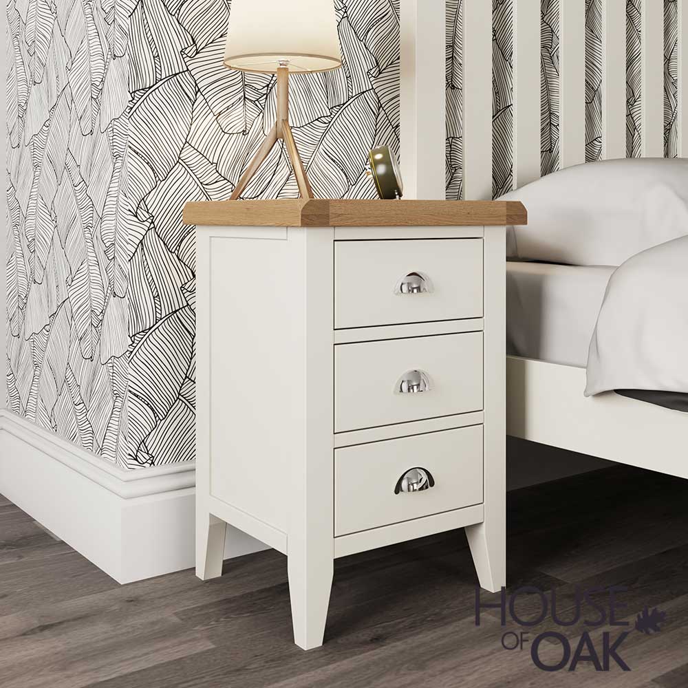 Florence Oak Large Bedside Cabinet - White Painted
