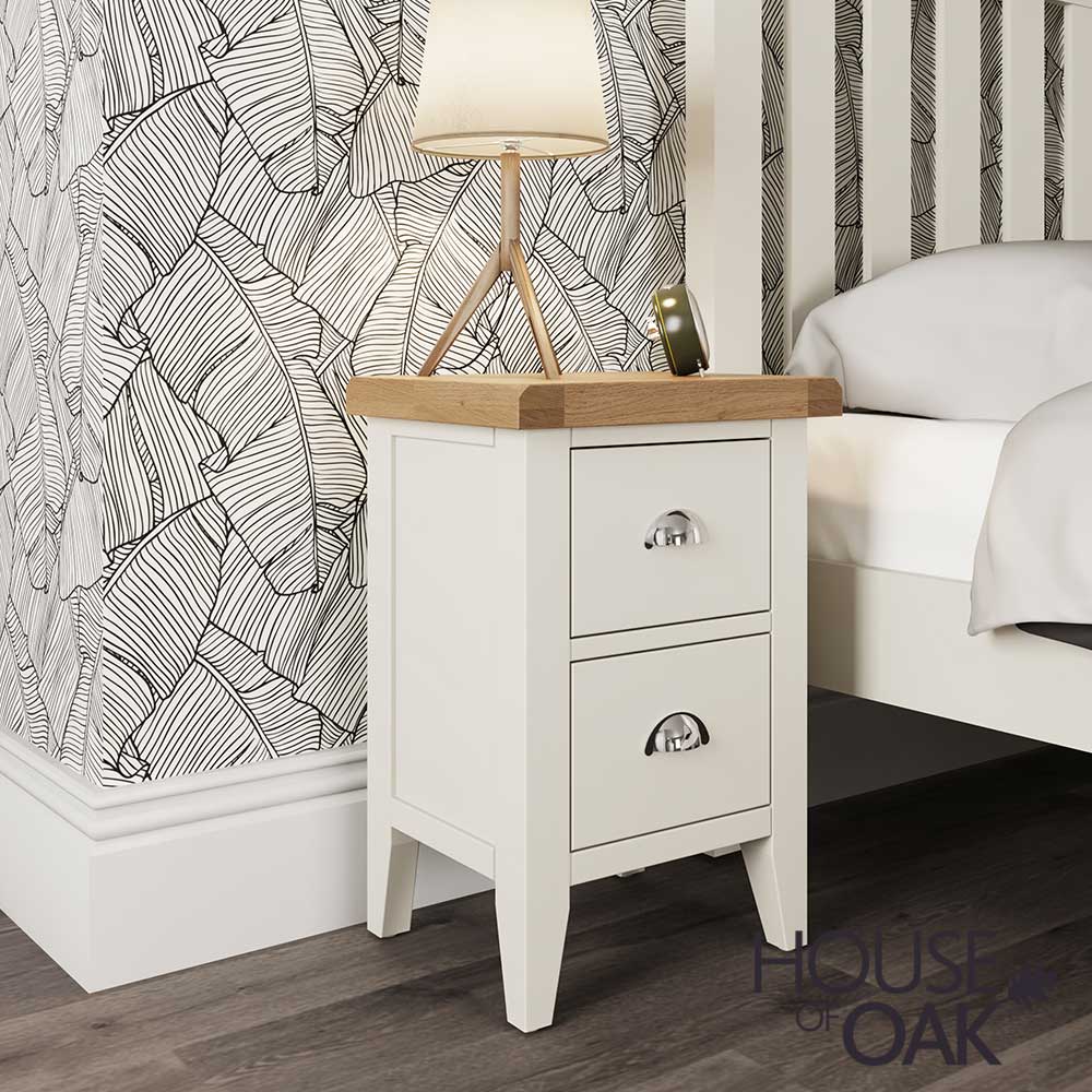 Florence Oak Small Bedside Cabinet - White Painted