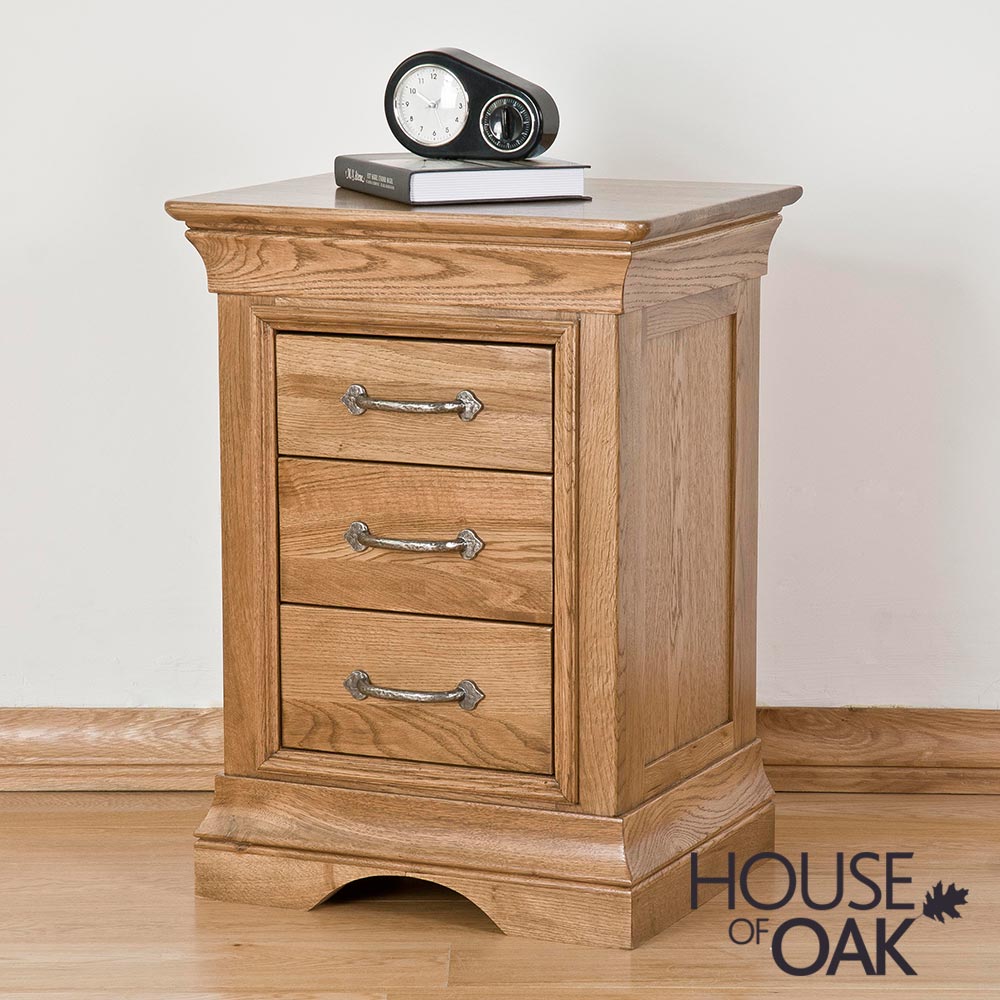 Paris Solid Oak 3 Drawer Bedside