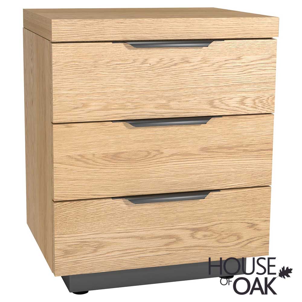 Harmony Oak 3 Drawer Bedside Cabinet