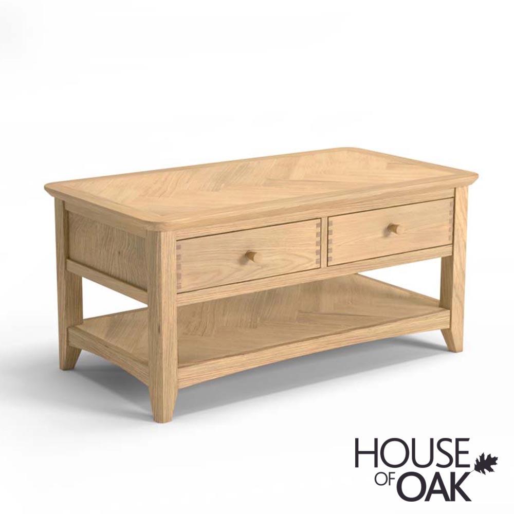 Malmo Oak Coffee Table With Drawers House Of Oak