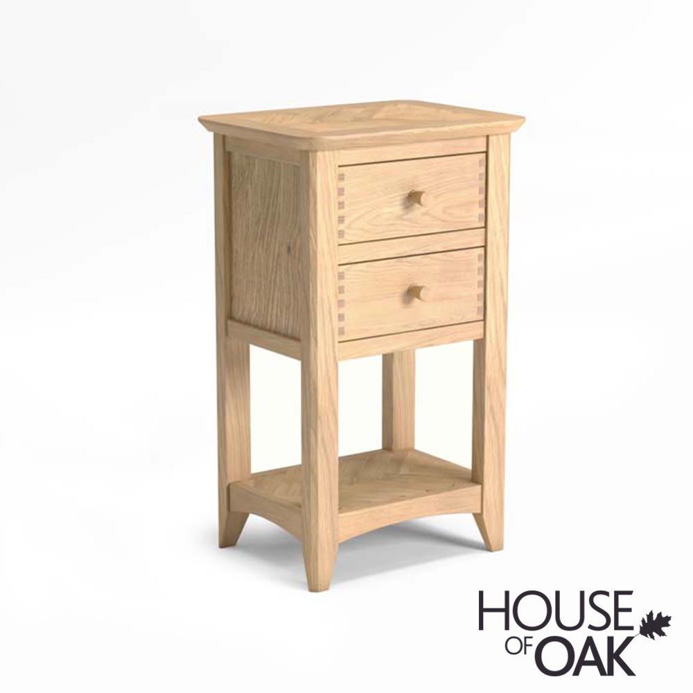 Malmo Oak Lamp Table With 2 Drawers