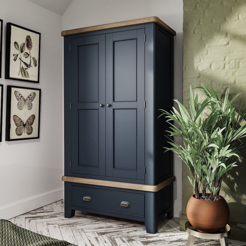 Chatsworth Oak in Royal Blue 2 Door Wardrobe