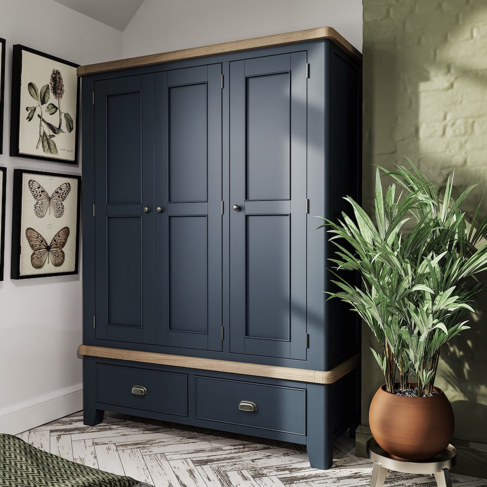 Chatsworth Oak in Royal Blue 3 Door Wardrobe