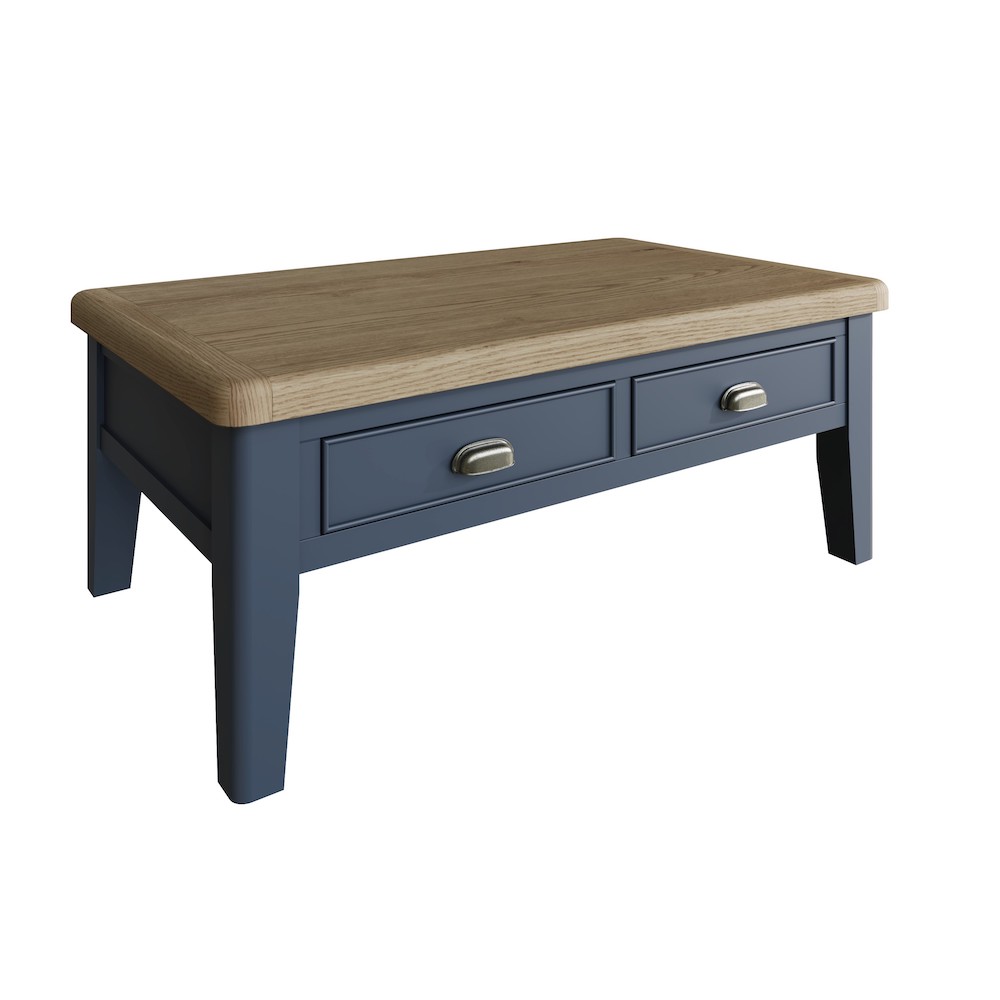 Chatsworth Oak in Royal Blue Large Coffee Table with Drawers