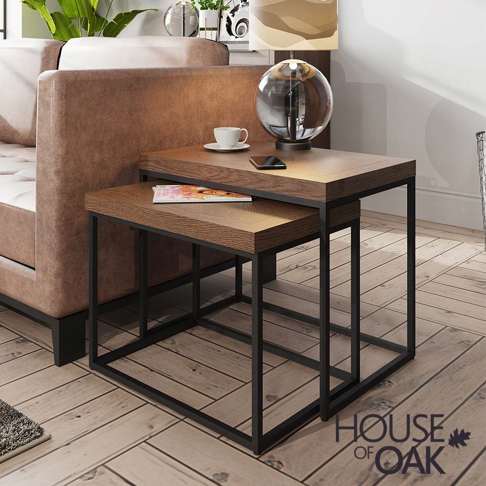 Parquet Oak Nest of 2 Tables