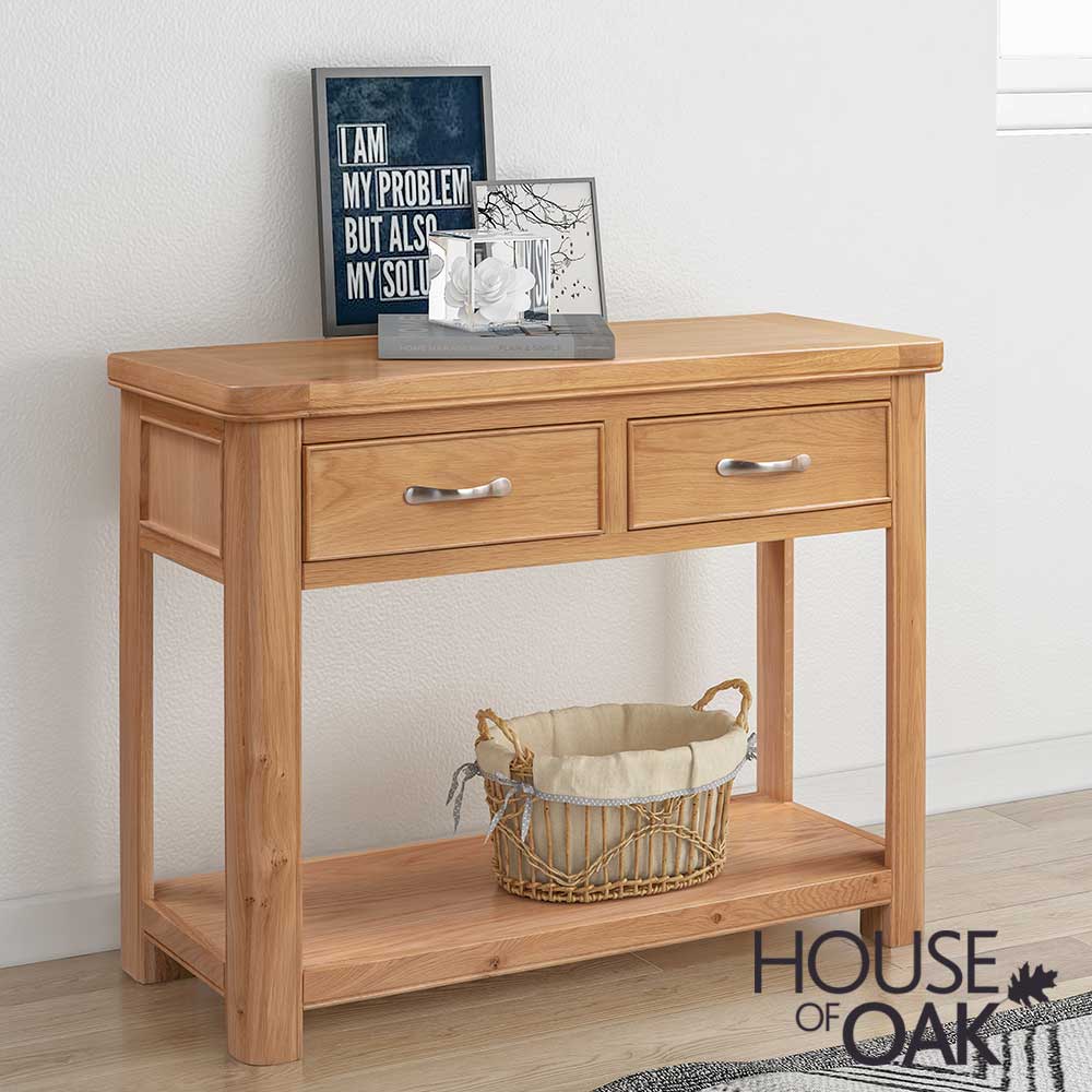 Kensington Oak Console Table With 2 Drawers