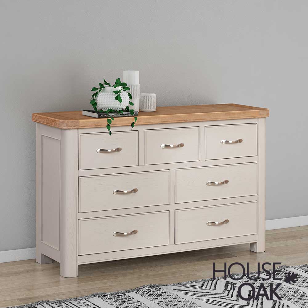 Kensington Putty Grey Painted Oak 3 Over 4 Chest of Drawers