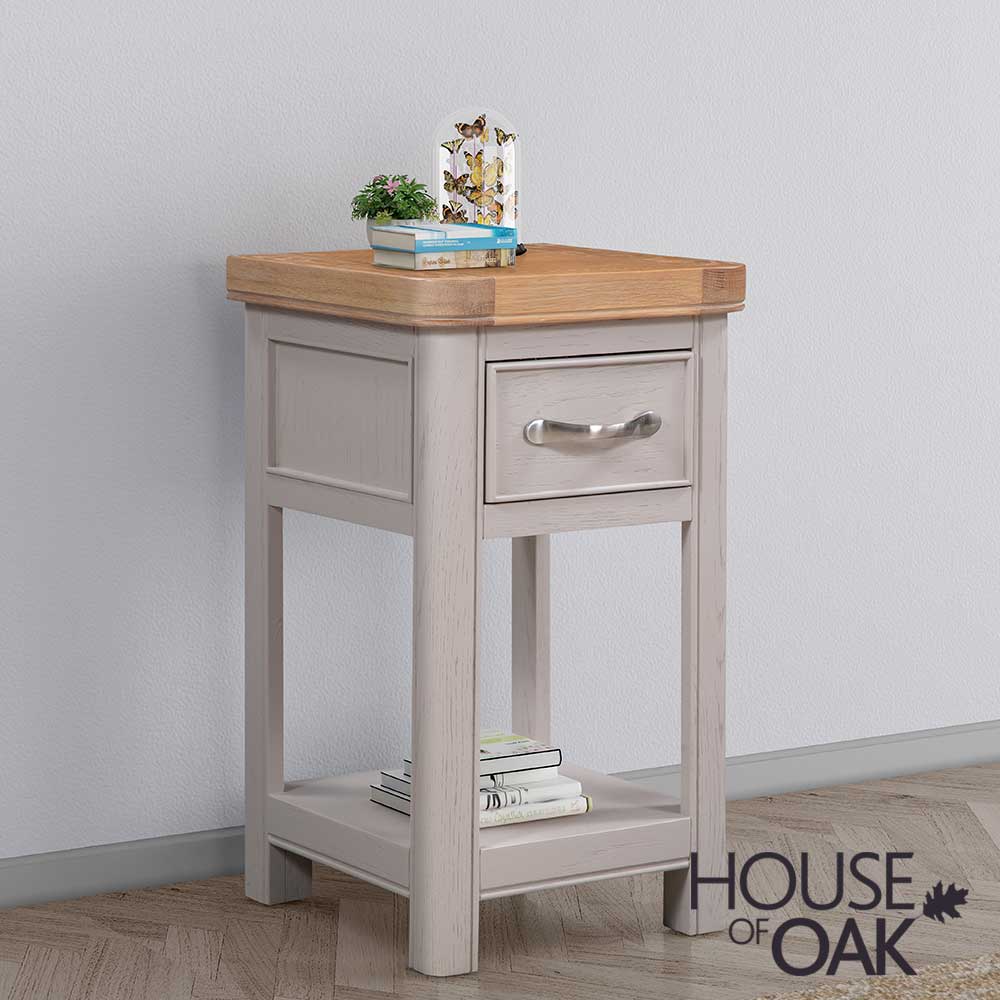 Kensington Putty Grey Painted Oak Small Bedside Cabinet