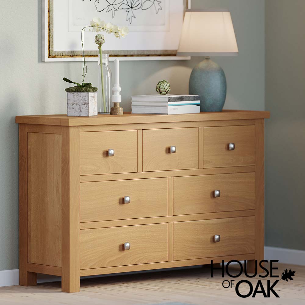 Keswick Oak 3 Over 4 Wide Chest of Drawers