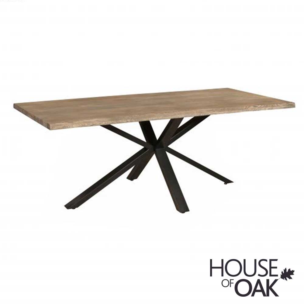 Modena Table 150/95cm (Grey Oiled) With Spider Metal Leg