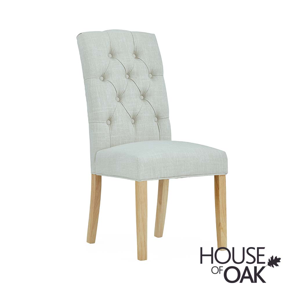 Button Backed Upholstered Chair in Natural