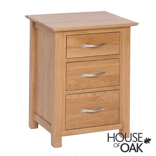 Coniston Solid Oak Tall 3 Drawer Bedside Cabinet 