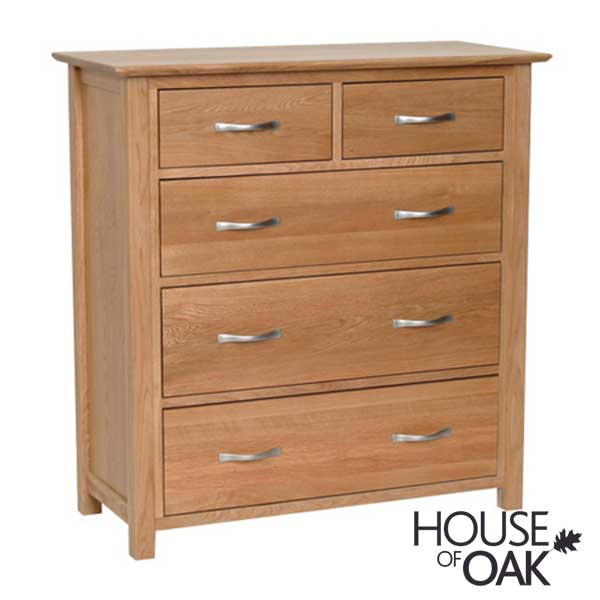Coniston Solid Oak 2 Over 3 Chest of Drawers