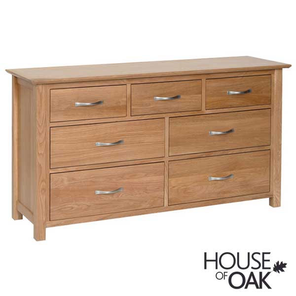 Coniston Solid Oak 3 Over 4 Wide Chest of Drawers