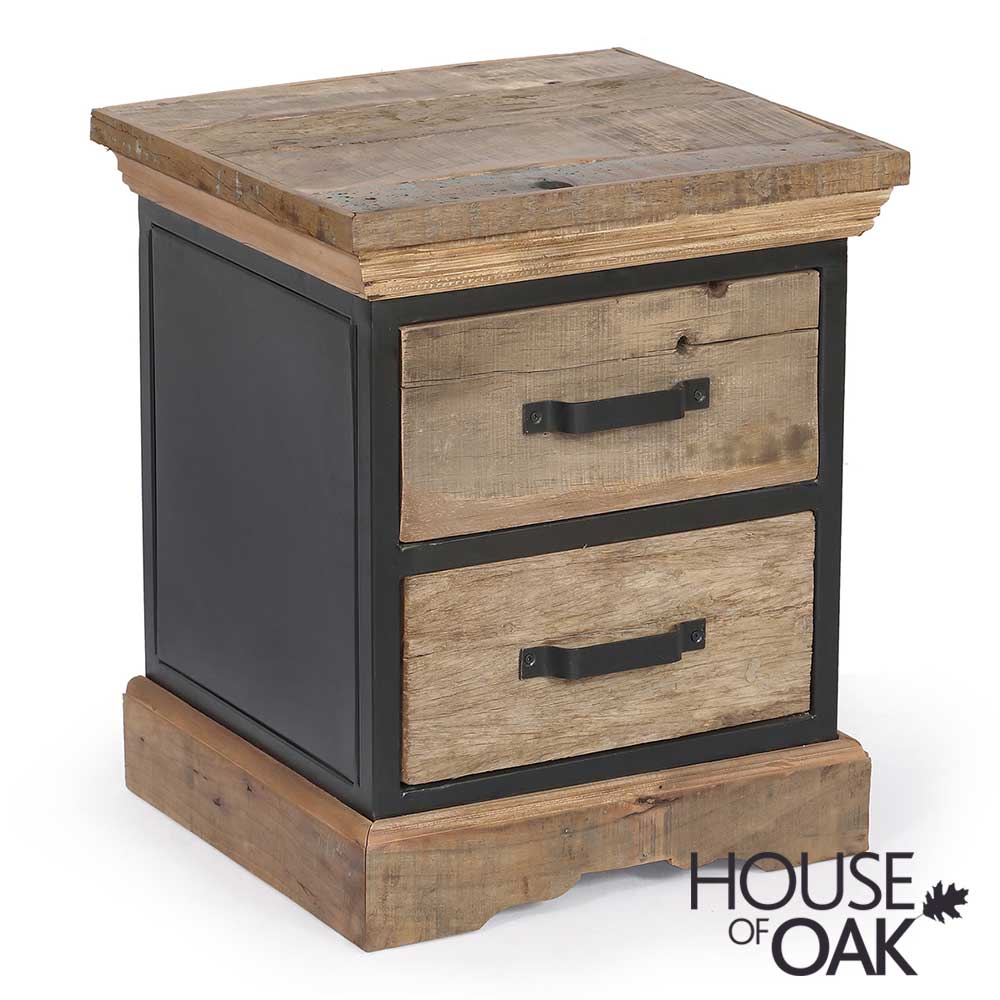 Cosgrove Reclaimed Wood And Metal 2, Reclaimed Wood Side Table With Drawer