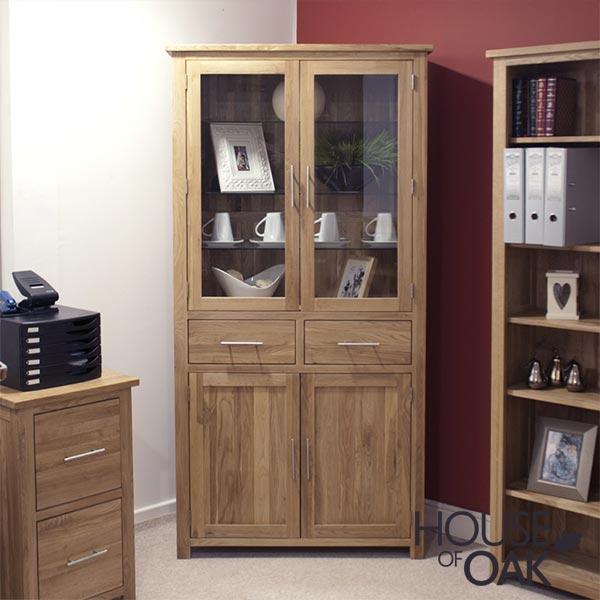 Opus Solid Oak 4 Door Library Unit