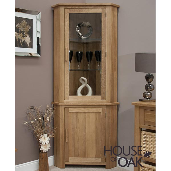 Opus Solid Oak Corner Display Cabinet