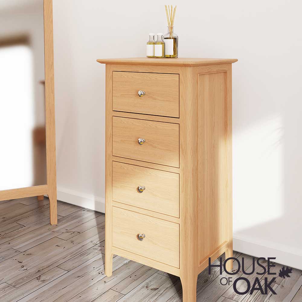 Oslo Oak 4 Drawer Narrow Chest