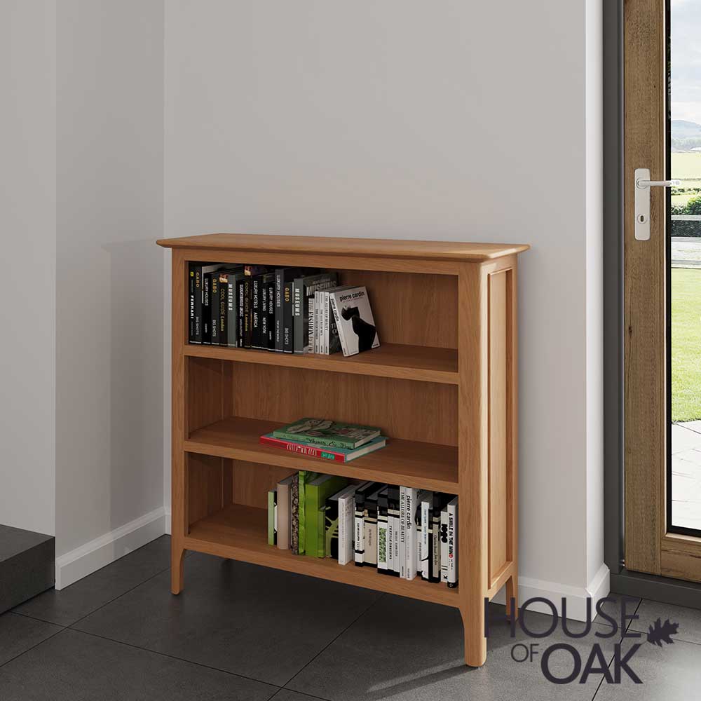 Oslo Oak Small Wide Bookcase