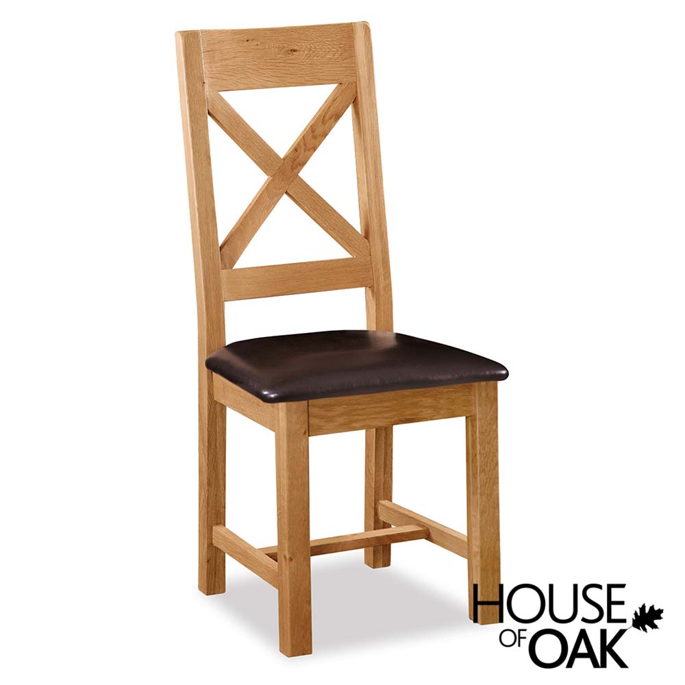 Oxford Oak Cross Back Dining Chair With PU Seat