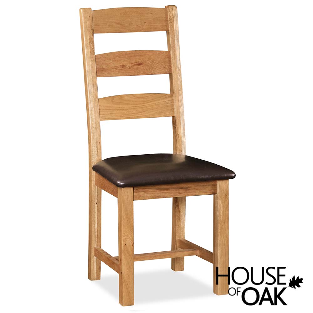 Oxford Oak Ladder Back Dining Chair With PU Seat