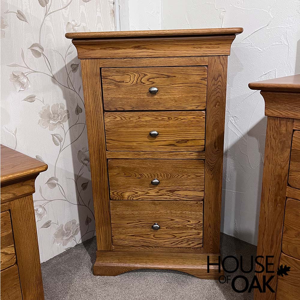 Philippe Solid Oak Narrow Chest of Drawers