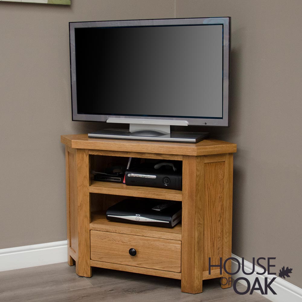 Rustic Solid Oak Corner TV Cabinet