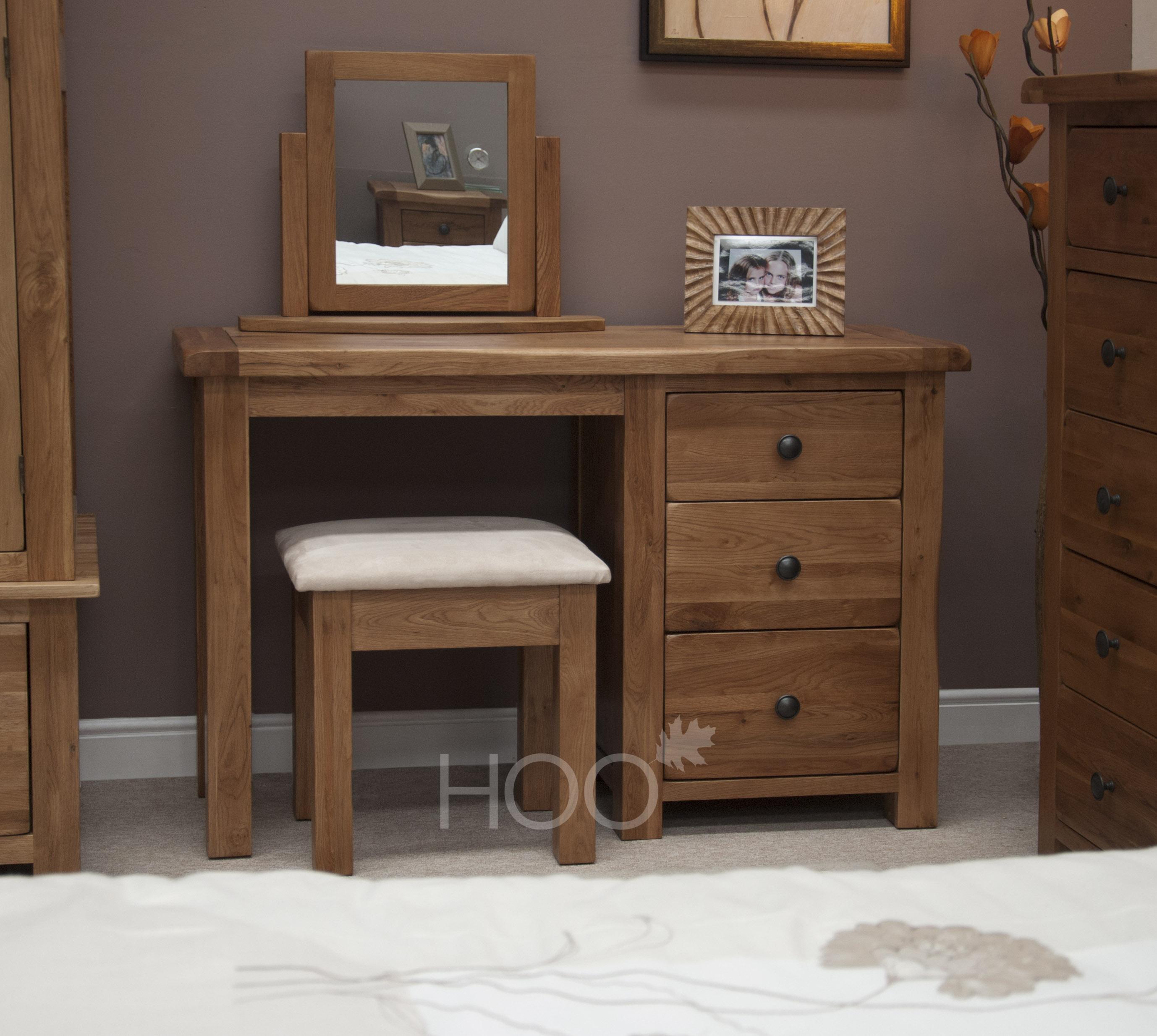 Rustic Solid Oak Dressing Table and Stool
