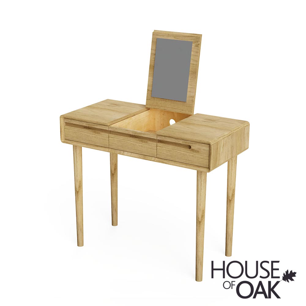 Scandic Solid Oak Dressing Table with Integrated Mirror