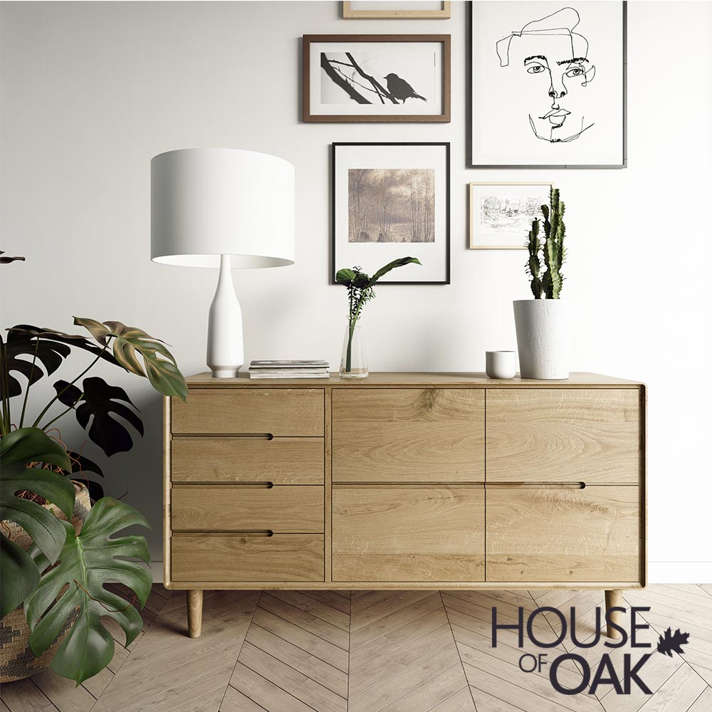 Scandic Solid Oak Large Sideboard all Drawers