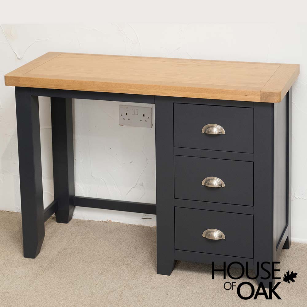 Tuscany Oak Single Pedestal Dressing Table in Dark Blue Painted