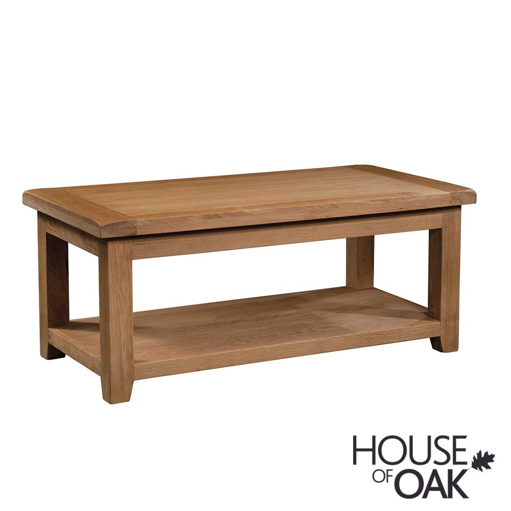 Canterbury Oak Large Rectangular Coffee Table with Shelf