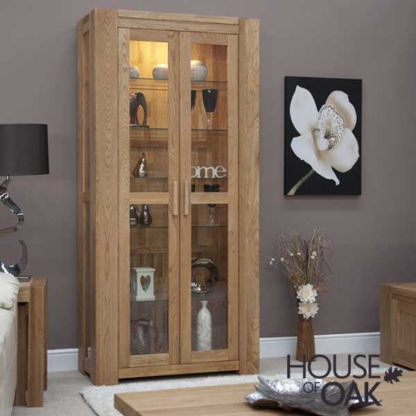Pandora Solid Oak and Glass Display Cabinet