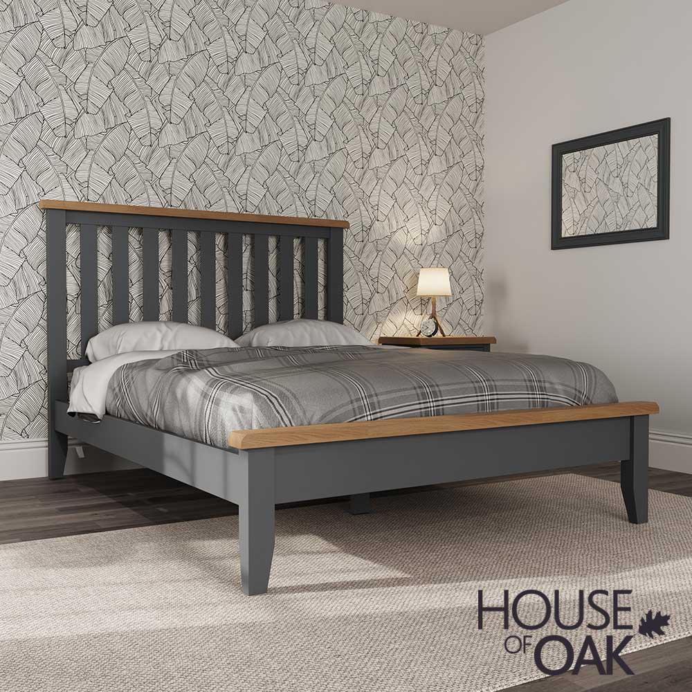 Florence Oak 5FT King Size Bed - Charcoal Painted