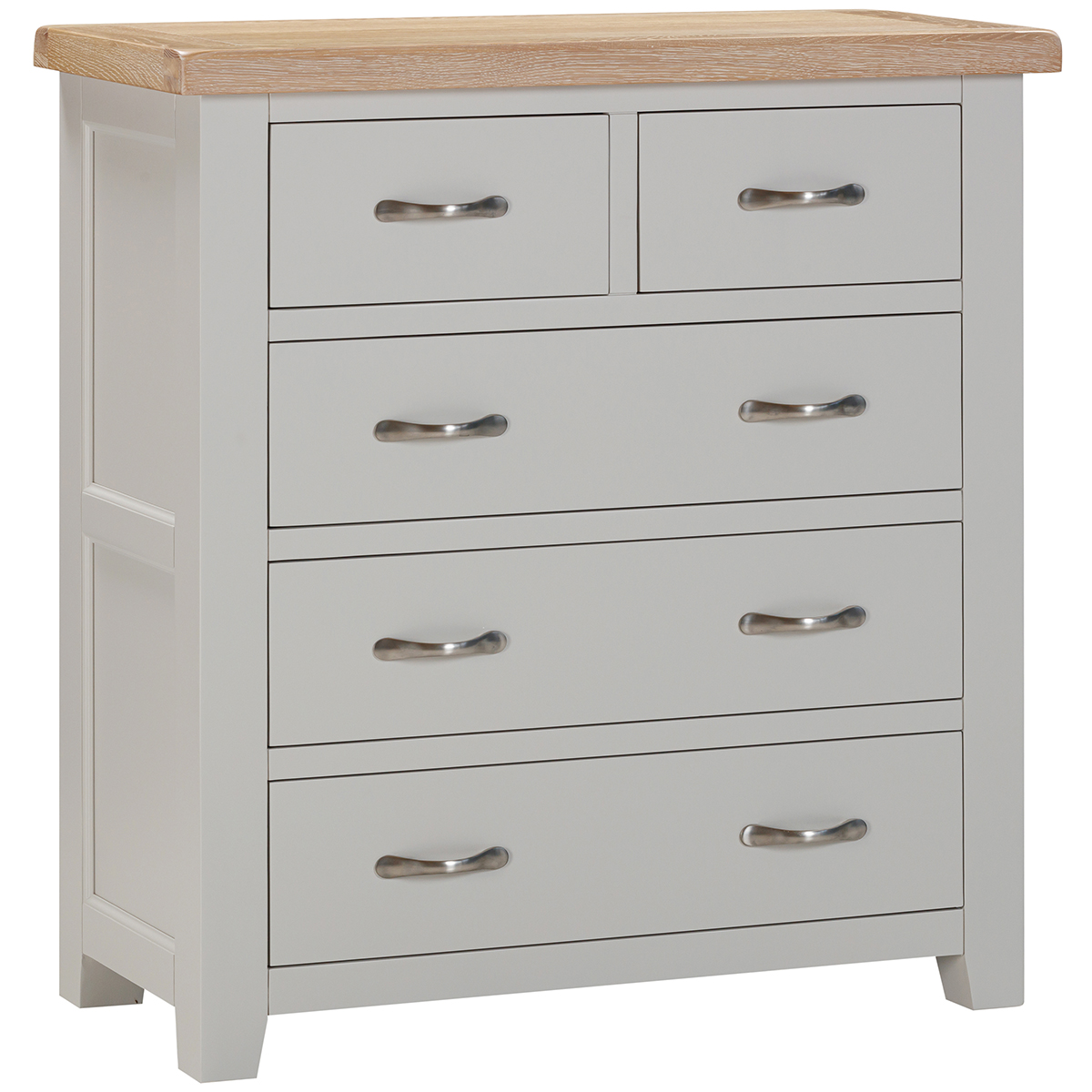 Buttermere Oak 2 Over 3 Chest of Drawers Painted in Moon Grey