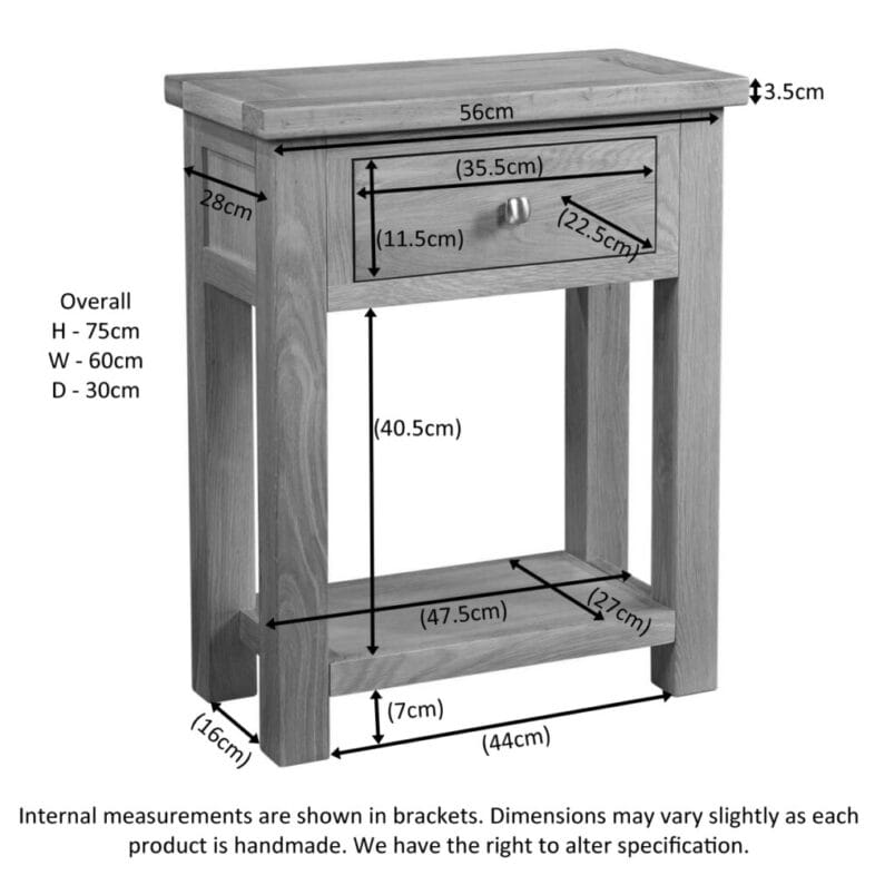 1 Drawer Console Table dimensions