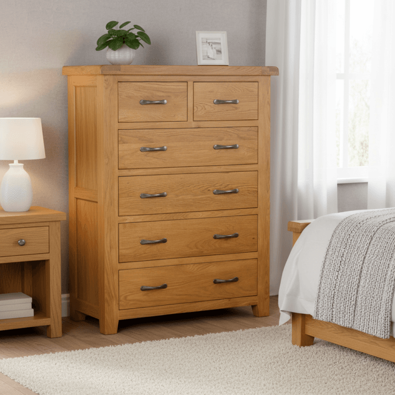 Canterbury Oak 2 over 4 Chest of Drawers lifestyle main