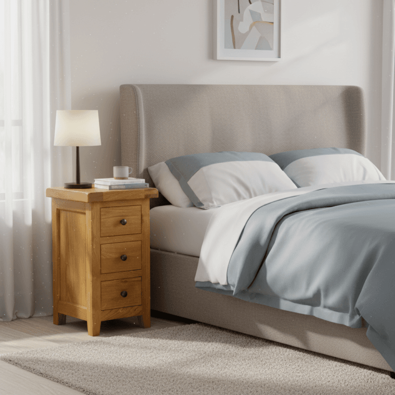 Canterbury Oak Compact 3 Drawer Bedside lifestyle main