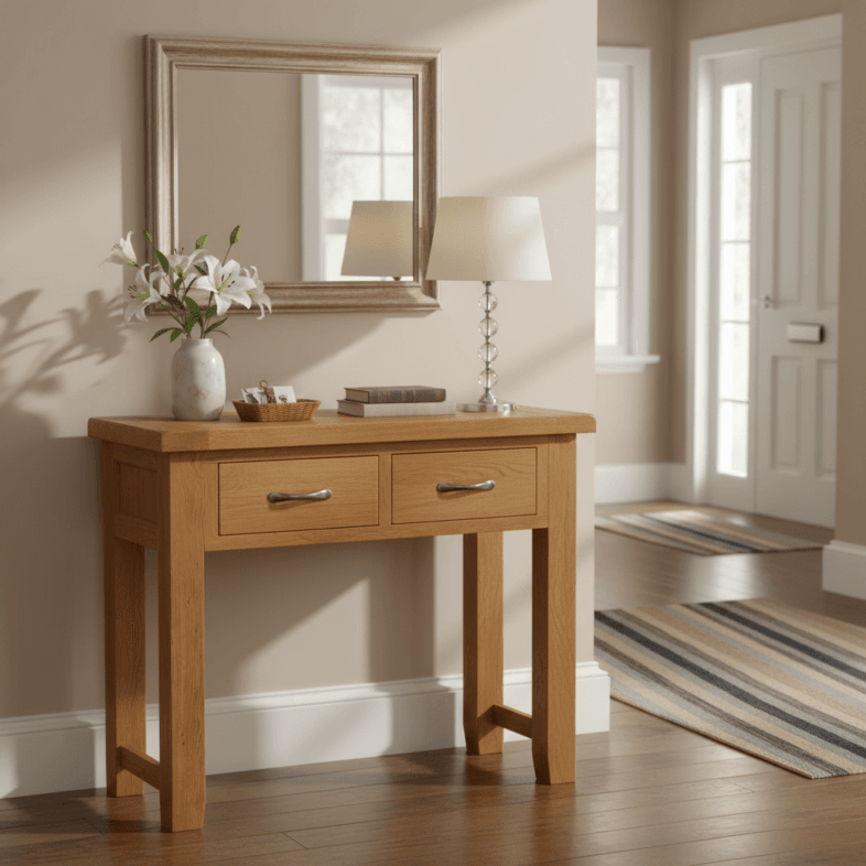 Canterbury Oak Hall Table with Drawers