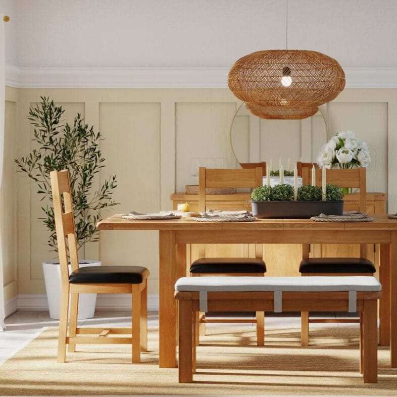 Canterbury Oak Ladderback Chair with Faux Leather Seat Pad lifestyle 2