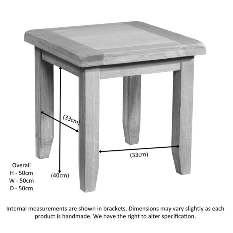 Canterbury Oak Lamp Table dimensions