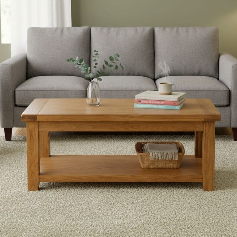 Canterbury Oak Large Rectangular Coffee Table with Shelf lifestyle
