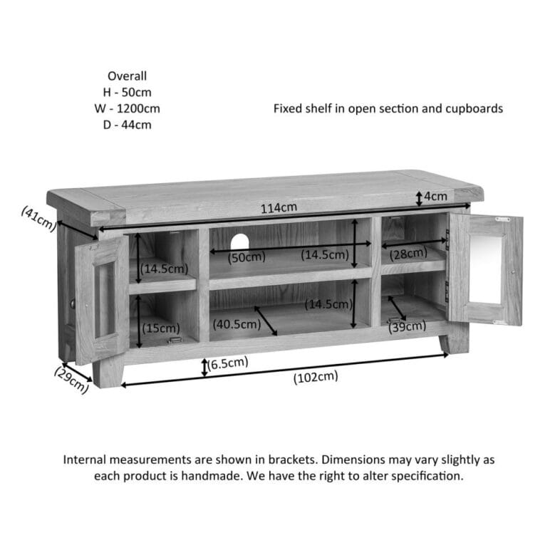 Canterbury Oak Large TV Cabinet Dimensions