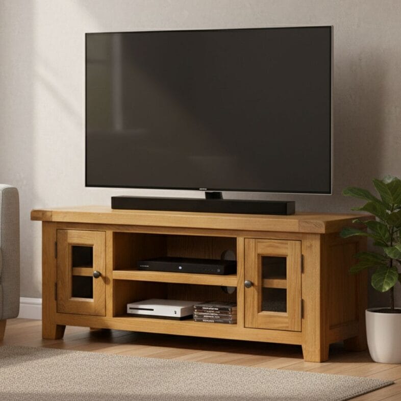 Canterbury Oak Large TV Cabinet lifestyle