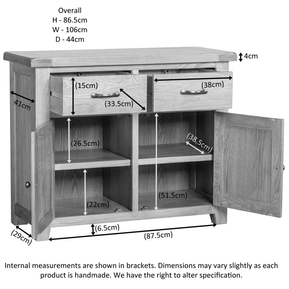 Canterbury Oak Small Sideboard Dimensions