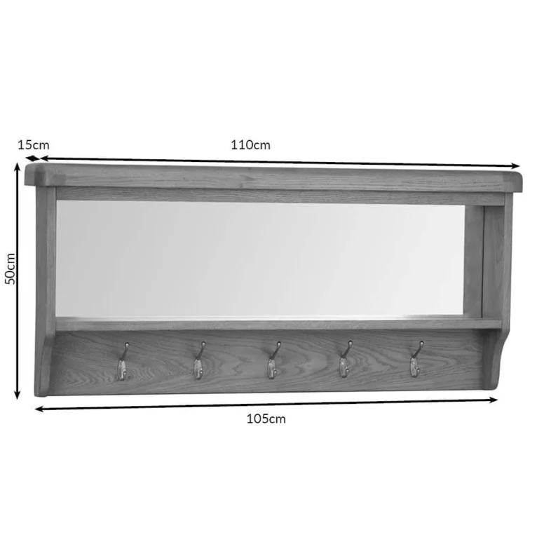 Chatsworth Oak Mirrored Coat Rack with Mirror - Image 2