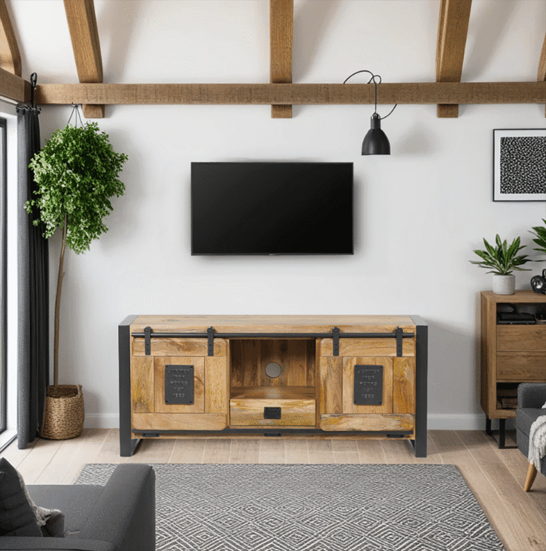 Forge Industrial Furniture TV Unit Lifestyle