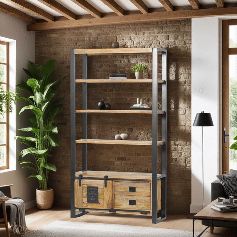 Forge Industrial Furniture Tall Bookcase Lifestyle
